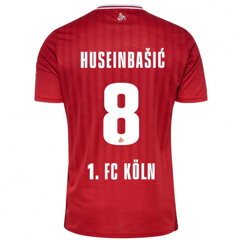 Danxen Enfant Maillot Denis Huseinbasic #8 Rouge Blanc Tenues Extérieur 2025/26 T-Shirt