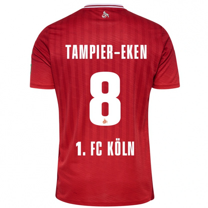 Danxen Enfant Maillot Pierre Tampier-Eken #8 Rouge Blanc Tenues Extérieur 2025/26 T-Shirt