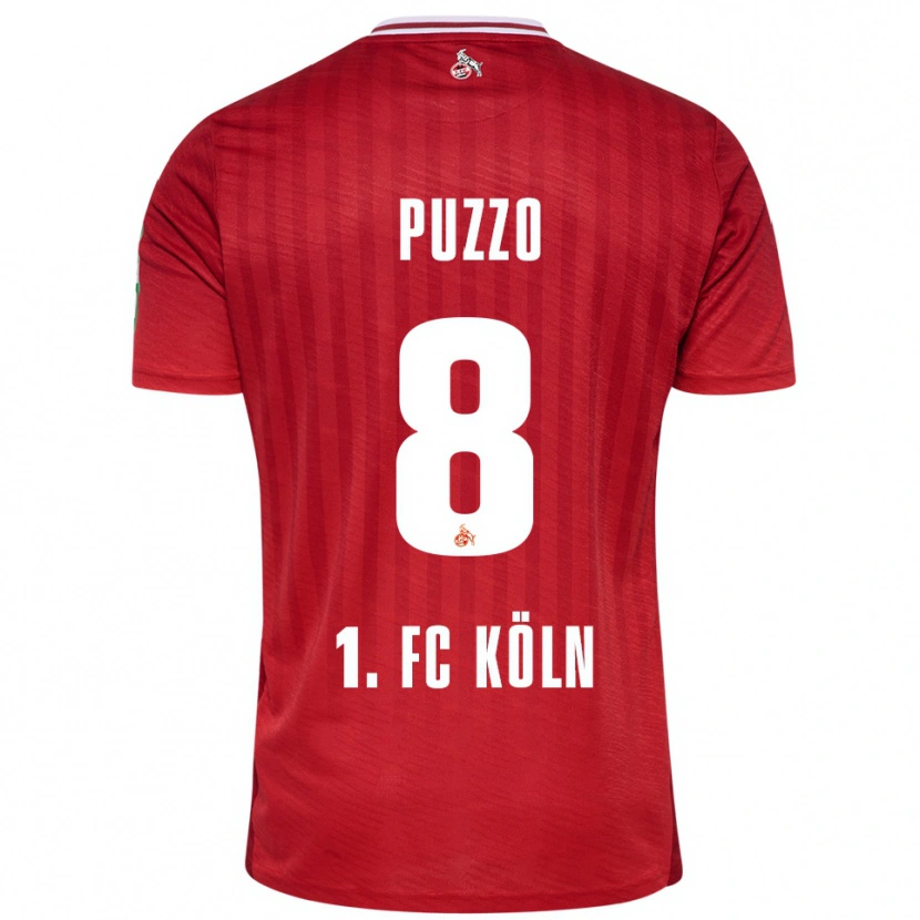 Danxen Enfant Maillot Alessandro Puzzo #8 Rouge Blanc Tenues Extérieur 2025/26 T-Shirt