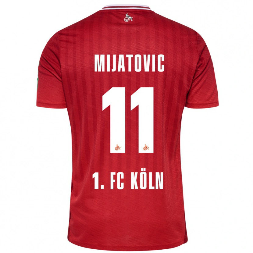Danxen Enfant Maillot Luca Mijatovic #11 Rouge Blanc Tenues Extérieur 2025/26 T-Shirt