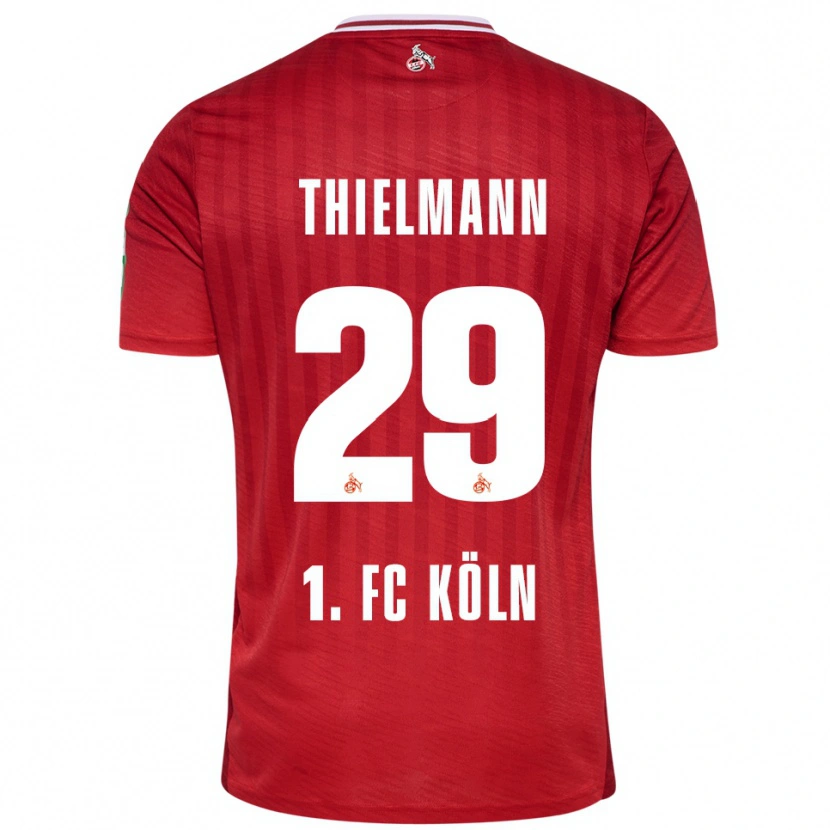 Danxen Enfant Maillot Jan Thielmann #29 Rouge Blanc Tenues Extérieur 2025/26 T-Shirt