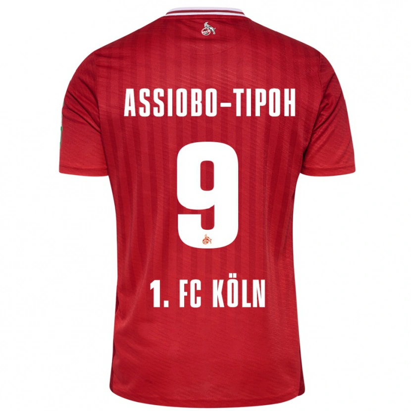 Danxen Enfant Maillot Elfried Assiobo-Tipoh #9 Rouge Blanc Tenues Extérieur 2025/26 T-Shirt