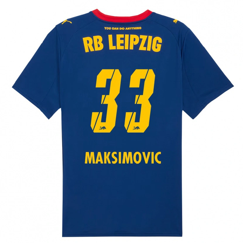Danxen Enfant Maillot Andrija Maksimovic #33 Marine Rouge Tenues Extérieur 2025/26 T-Shirt
