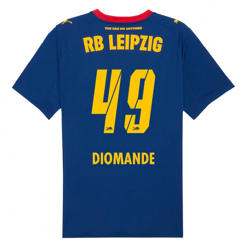 Danxen Enfant Maillot Yan Diomande #49 Marine Rouge Tenues Extérieur 2025/26 T-Shirt