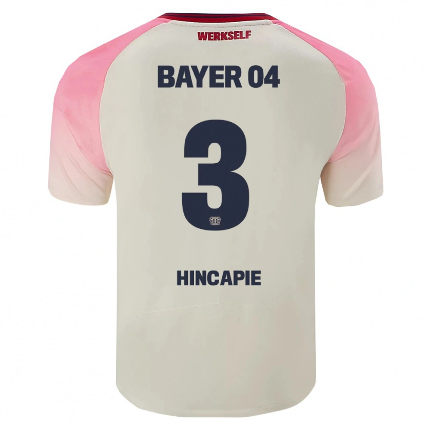 Danxen Enfant Maillot Piero Hincapié #3 Rose Blanc Cassé Tenues Extérieur 2025/26 T-Shirt