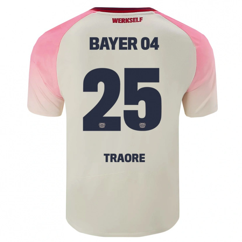 Danxen Enfant Maillot Amael-Demba Traore #25 Rose Blanc Cassé Tenues Extérieur 2025/26 T-Shirt