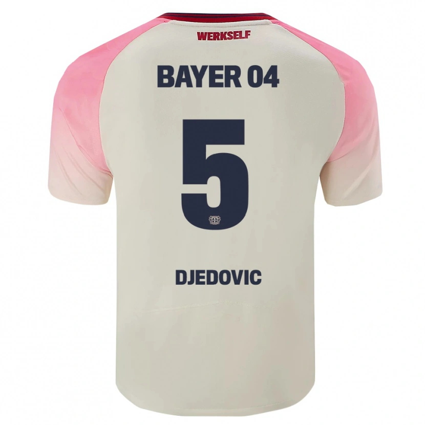 Danxen Enfant Maillot Melis Djedovic #5 Rose Blanc Cassé Tenues Extérieur 2025/26 T-Shirt