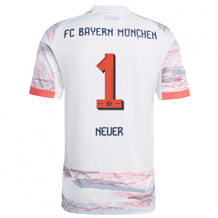 Danxen Enfant Maillot Manuel Neuer #1 Blanc Gris Tenues Extérieur 2025/26 T-Shirt