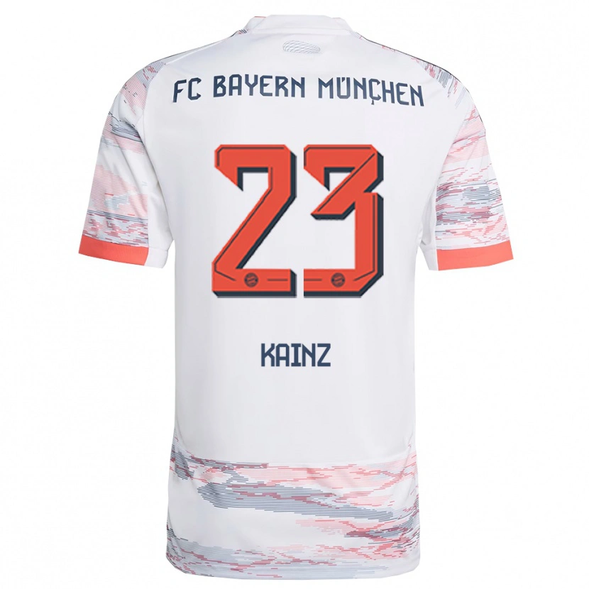Danxen Enfant Maillot Manuel Kainz #23 Blanc Gris Tenues Extérieur 2025/26 T-Shirt