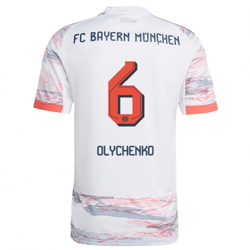 Danxen Enfant Maillot Bogdan Olychenko #6 Blanc Gris Tenues Extérieur 2025/26 T-Shirt