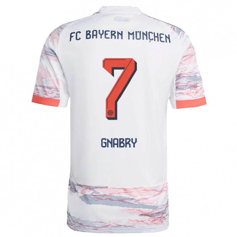 Danxen Enfant Maillot Serge Gnabry #7 Blanc Gris Tenues Extérieur 2025/26 T-Shirt