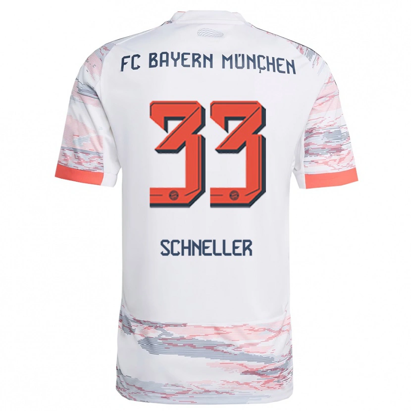 Danxen Enfant Maillot Lukas Schneller #33 Blanc Gris Tenues Extérieur 2025/26 T-Shirt