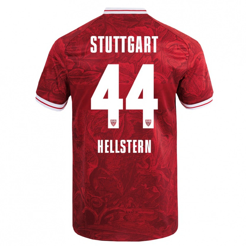 Danxen Enfant Maillot Florian Hellstern #44 Rouge Noir Tenues Extérieur 2025/26 T-Shirt