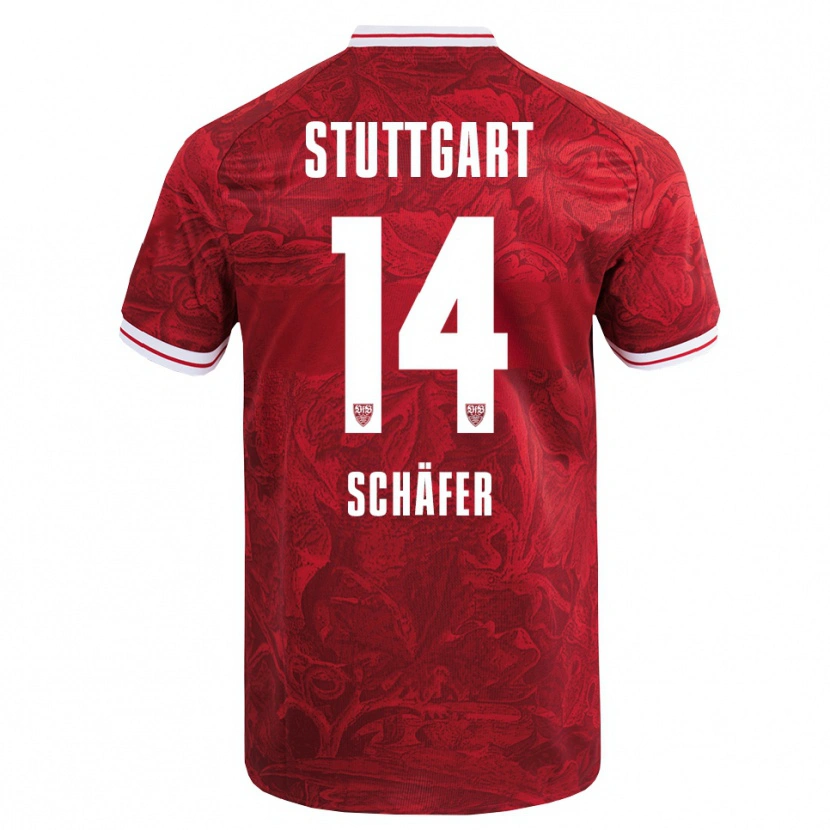 Danxen Enfant Maillot Katharina Schäfer #14 Rouge Noir Tenues Extérieur 2025/26 T-Shirt