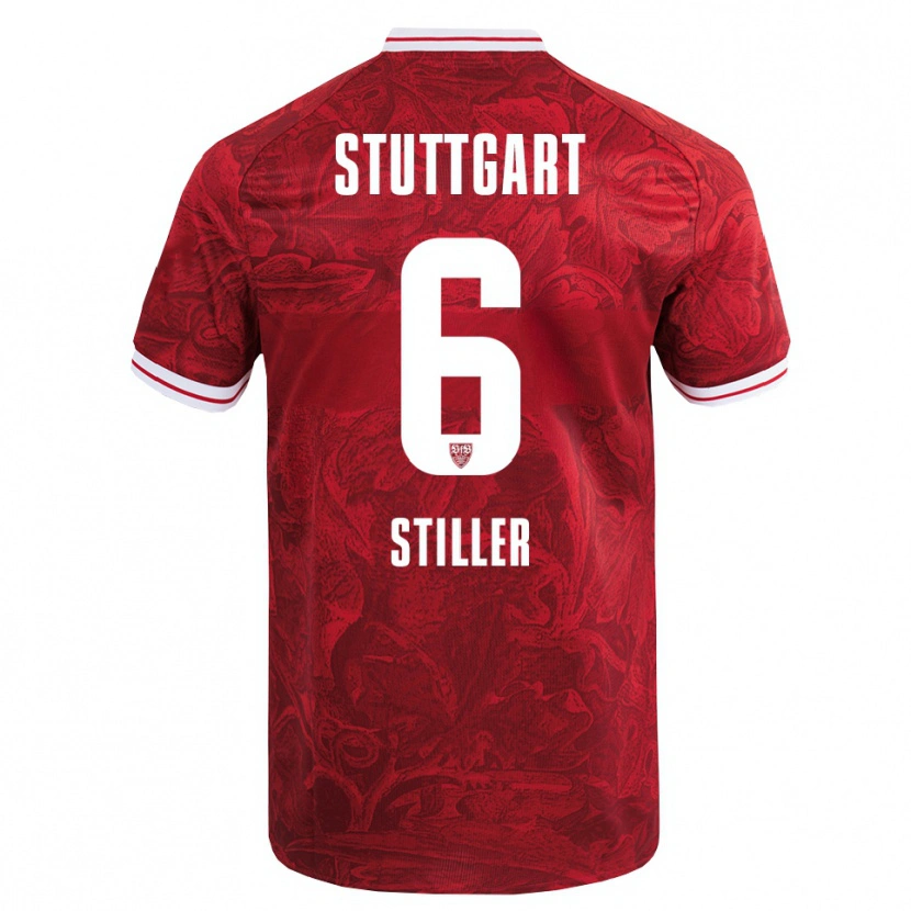 Danxen Enfant Maillot Angelo Stiller #6 Rouge Noir Tenues Extérieur 2025/26 T-Shirt