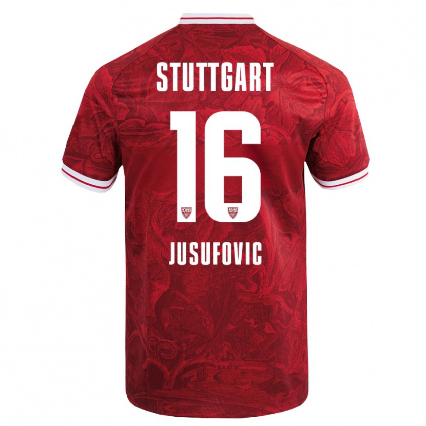 Danxen Enfant Maillot Farah Jusufović #16 Rouge Noir Tenues Extérieur 2025/26 T-Shirt
