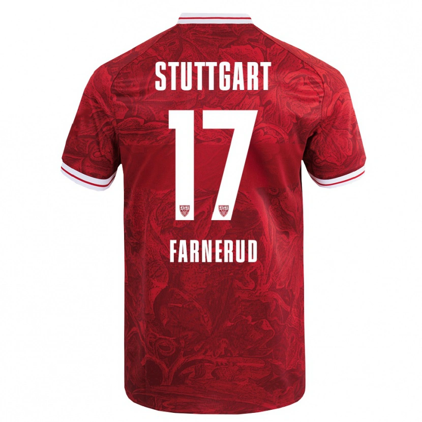 Danxen Enfant Maillot Colin Farnerud #17 Rouge Noir Tenues Extérieur 2025/26 T-Shirt