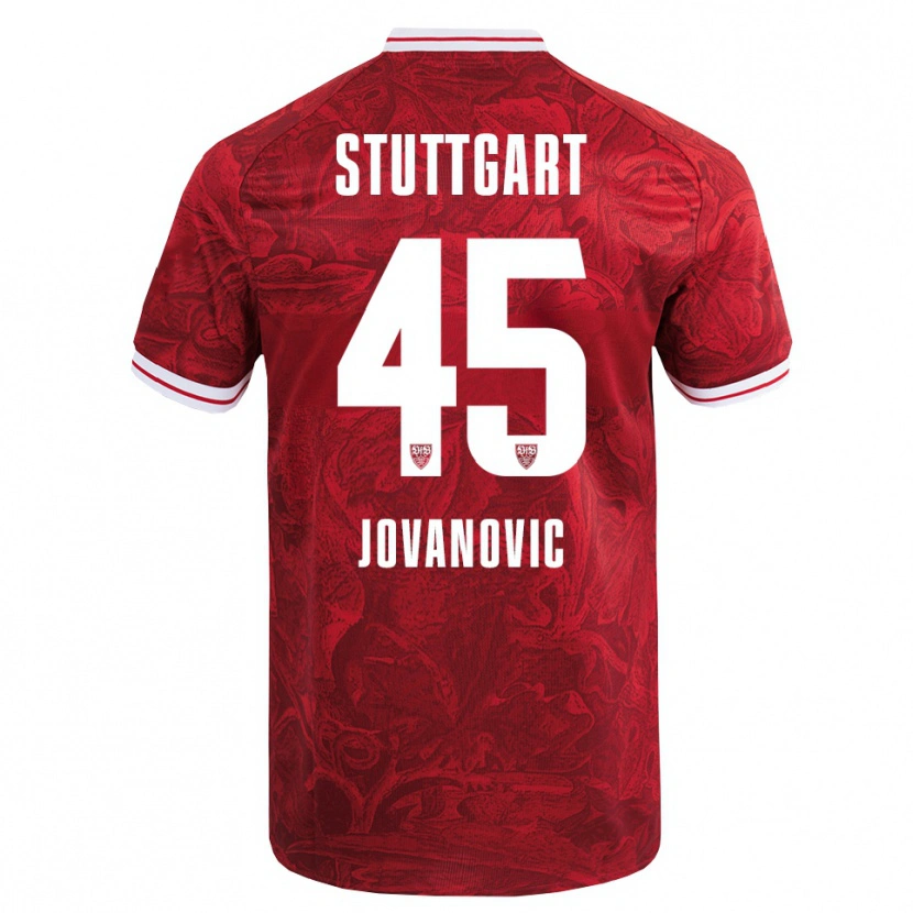 Danxen Enfant Maillot Lazar Jovanovic #45 Rouge Noir Tenues Extérieur 2025/26 T-Shirt