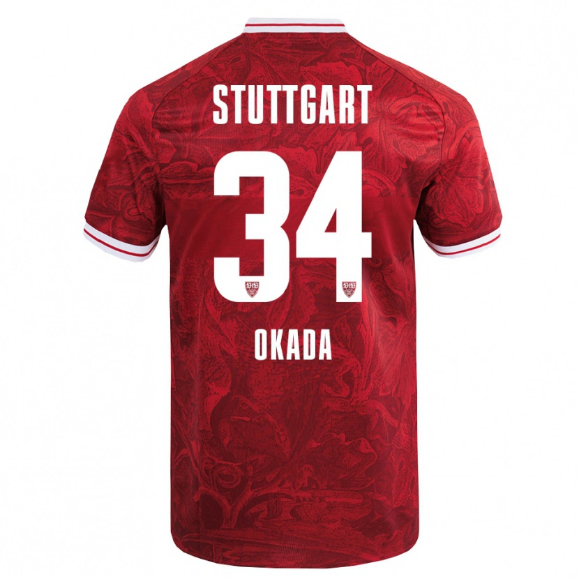 Danxen Enfant Maillot Rei Okada #34 Rouge Noir Tenues Extérieur 2025/26 T-Shirt