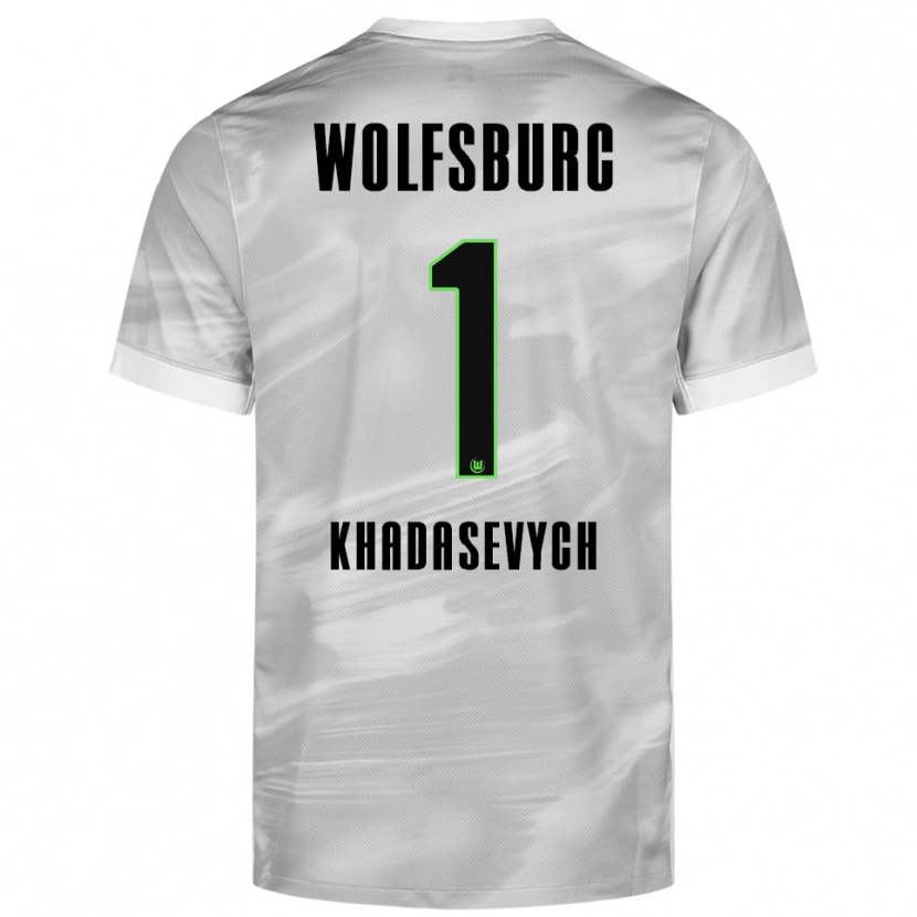 Danxen Enfant Maillot Kyrylo Khadasevych #1 Gris Blanc Tenues Extérieur 2025/26 T-Shirt