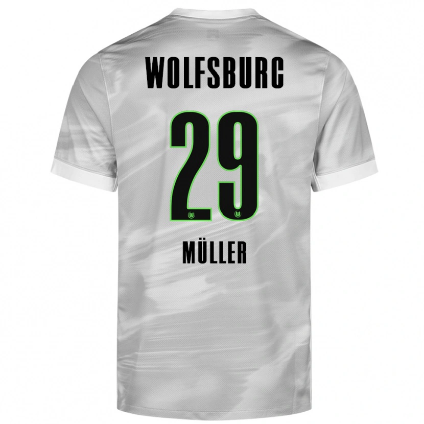 Danxen Enfant Maillot Marius Müller #29 Gris Blanc Tenues Extérieur 2025/26 T-Shirt