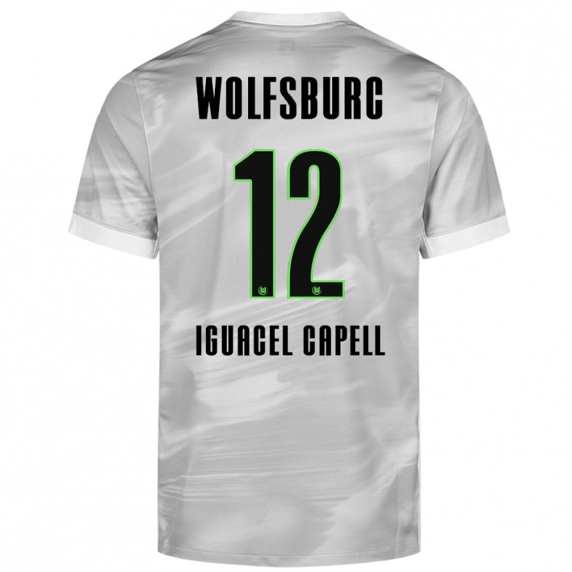 Danxen Enfant Maillot Diego Iguacel Capell #12 Gris Blanc Tenues Extérieur 2025/26 T-Shirt
