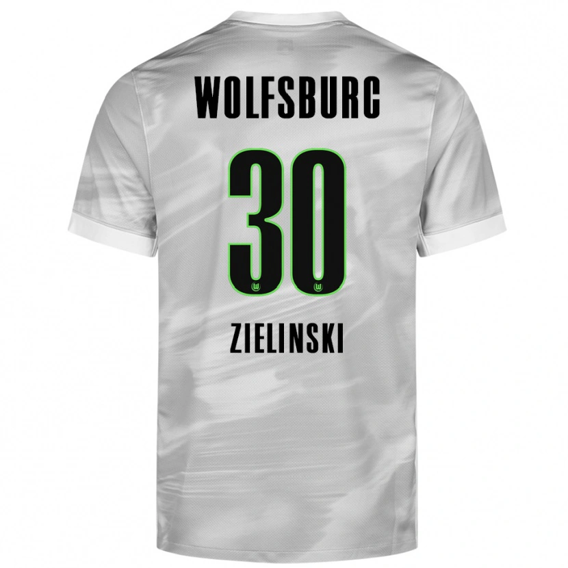 Danxen Enfant Maillot Jakub Zielinski #30 Gris Blanc Tenues Extérieur 2025/26 T-Shirt