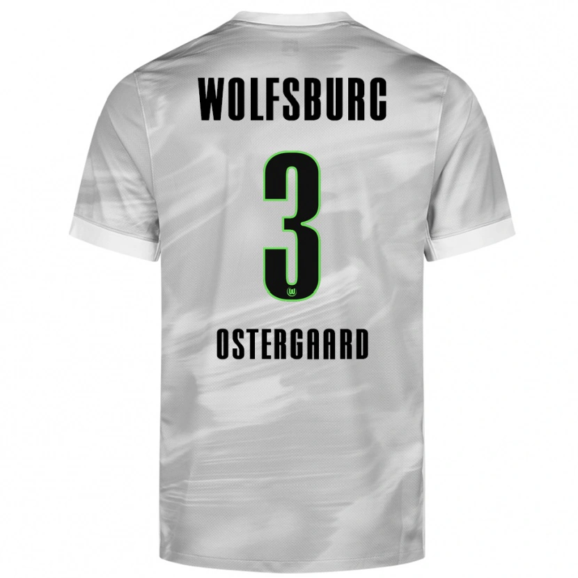 Danxen Enfant Maillot Christian Östergaard #3 Gris Blanc Tenues Extérieur 2025/26 T-Shirt