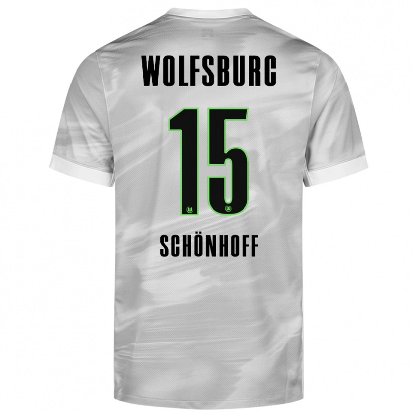 Danxen Enfant Maillot Henry Schönhoff #15 Gris Blanc Tenues Extérieur 2025/26 T-Shirt