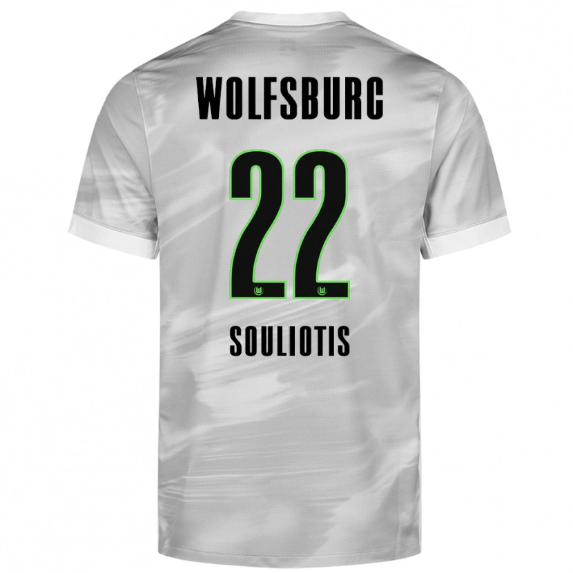 Danxen Enfant Maillot Spyridon Souliotis #22 Gris Blanc Tenues Extérieur 2025/26 T-Shirt