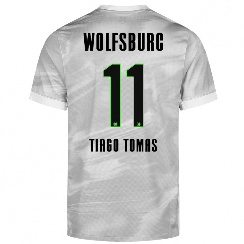 Danxen Enfant Maillot Tiago Tomás #11 Gris Blanc Tenues Extérieur 2025/26 T-Shirt