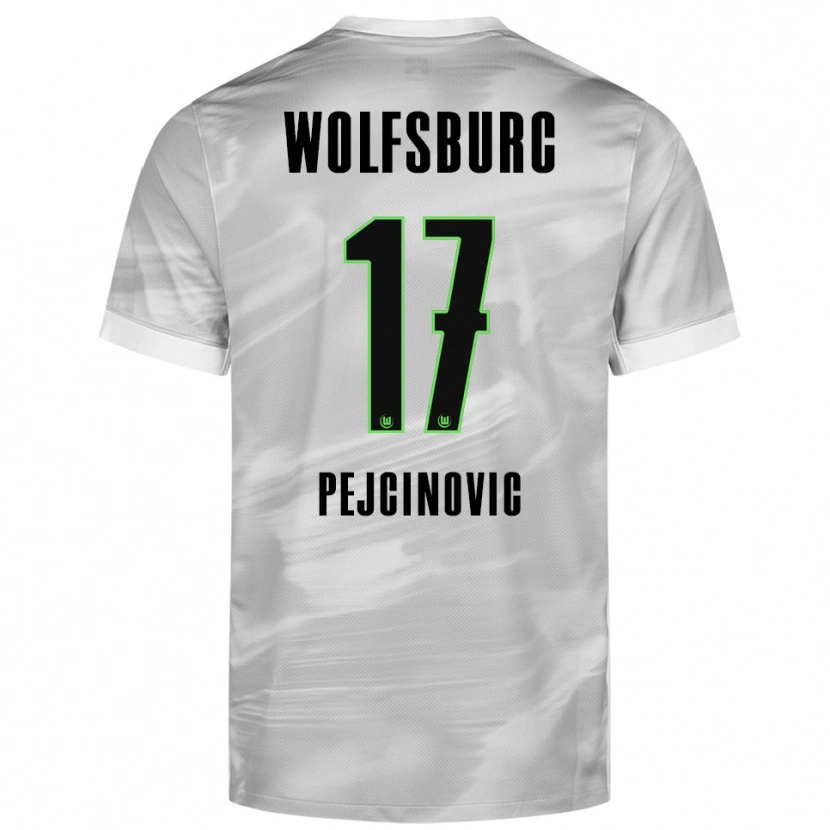 Danxen Enfant Maillot Dzenan Pejcinovic #17 Gris Blanc Tenues Extérieur 2025/26 T-Shirt