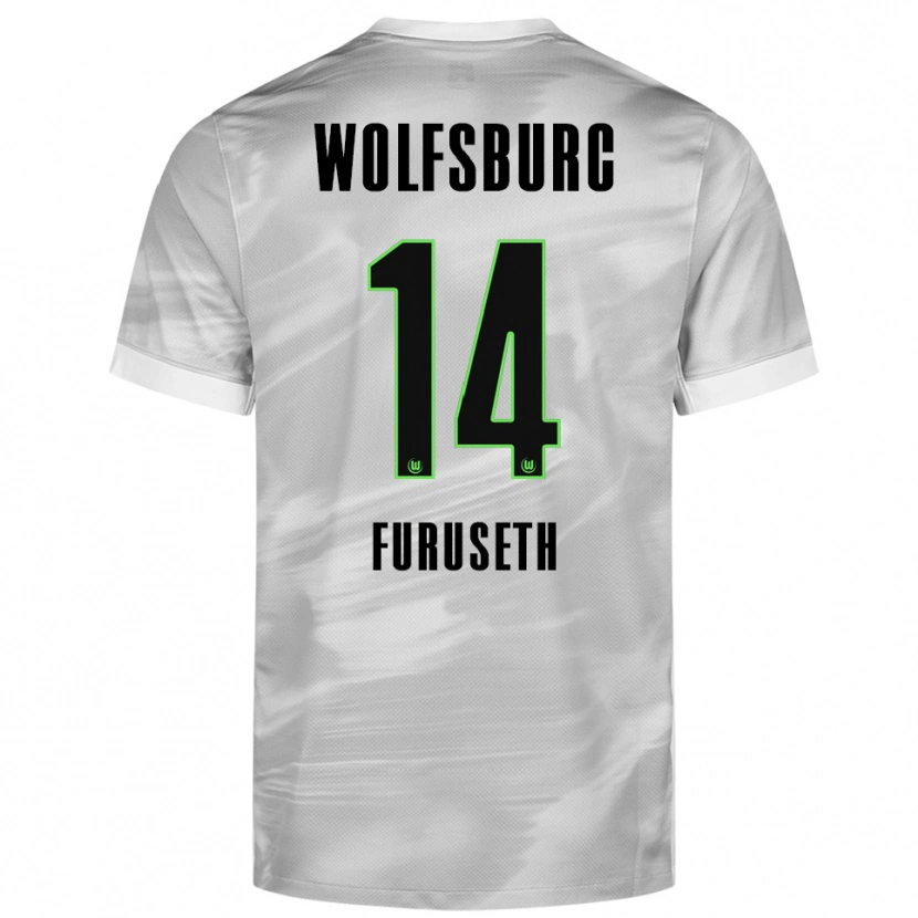 Danxen Enfant Maillot Truls Furuseth #14 Gris Blanc Tenues Extérieur 2025/26 T-Shirt