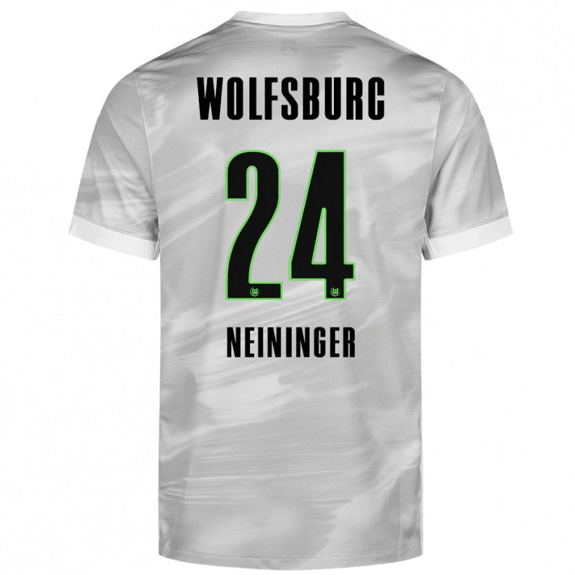 Danxen Enfant Maillot Tim Neininger #24 Gris Blanc Tenues Extérieur 2025/26 T-Shirt