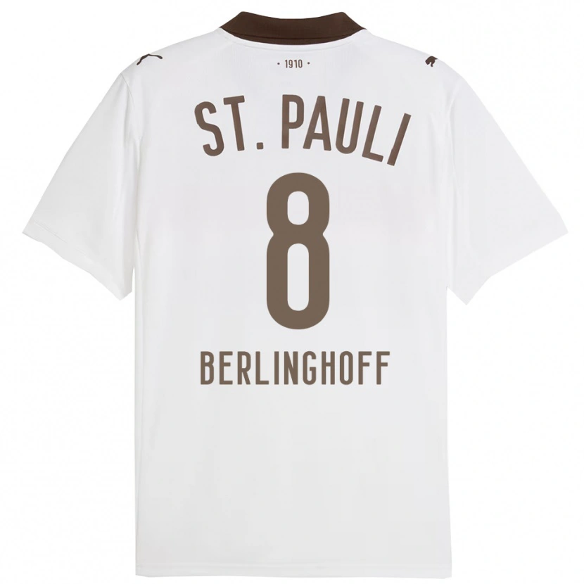 Danxen Enfant Maillot Marlene Berlinghoff #8 Blanc Rouge Tenues Extérieur 2025/26 T-Shirt