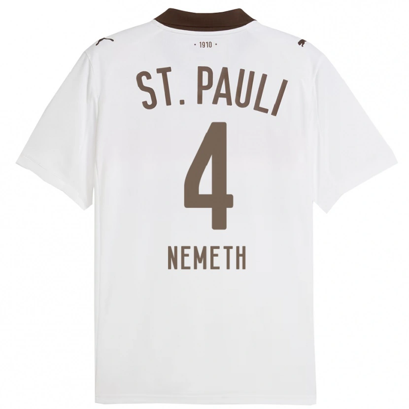 Danxen Enfant Maillot David Nemeth #4 Blanc Rouge Tenues Extérieur 2025/26 T-Shirt