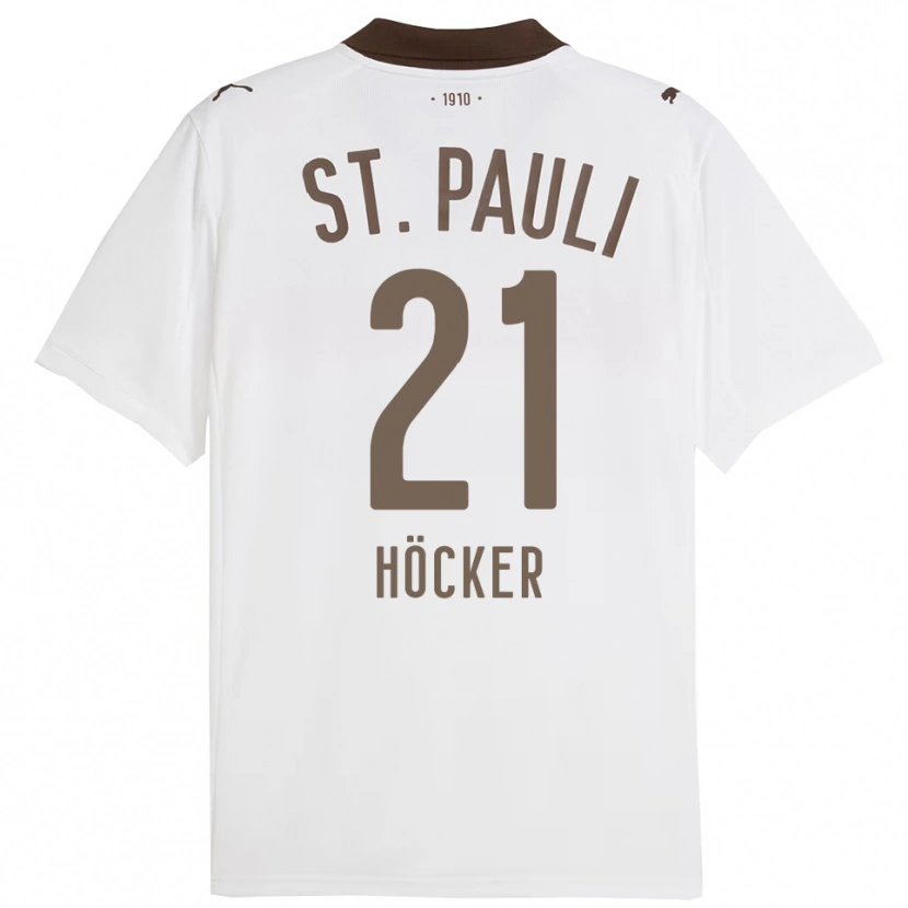 Danxen Enfant Maillot Elias Höcker #21 Blanc Rouge Tenues Extérieur 2025/26 T-Shirt