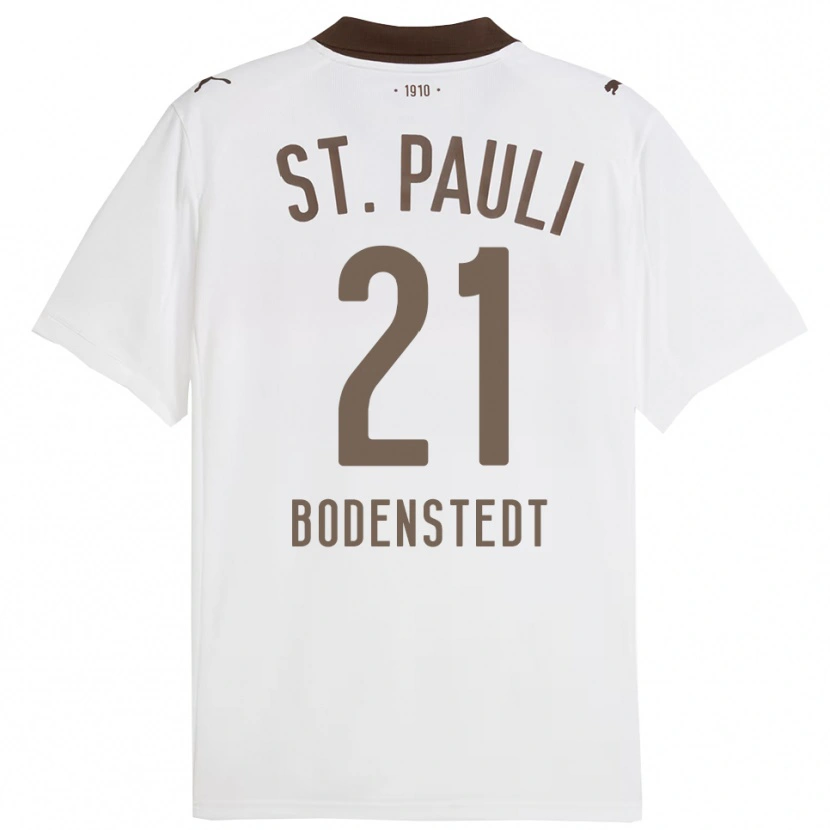 Danxen Enfant Maillot Paula Bodenstedt #21 Blanc Rouge Tenues Extérieur 2025/26 T-Shirt