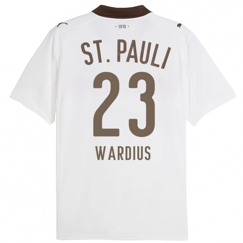 Danxen Enfant Maillot Jack Wardius #23 Blanc Rouge Tenues Extérieur 2025/26 T-Shirt