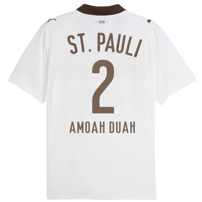 Danxen Enfant Maillot Reuel Amoah Duah #2 Blanc Rouge Tenues Extérieur 2025/26 T-Shirt