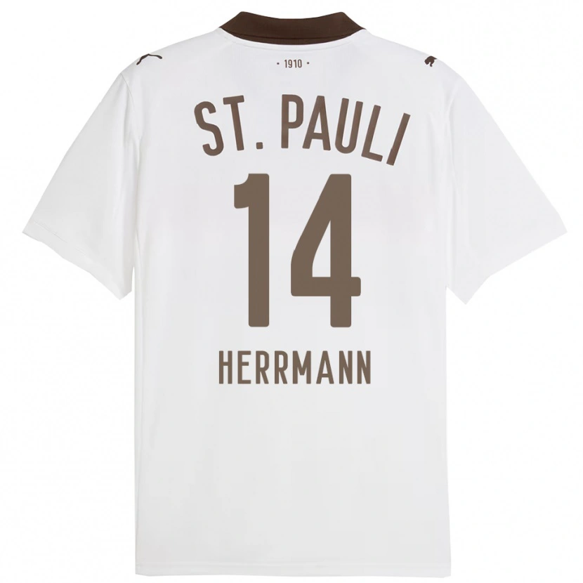 Danxen Enfant Maillot Mats Herrmann #14 Blanc Rouge Tenues Extérieur 2025/26 T-Shirt