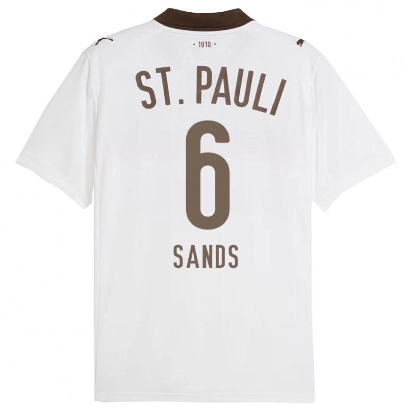 Danxen Enfant Maillot James Sands #6 Blanc Rouge Tenues Extérieur 2025/26 T-Shirt