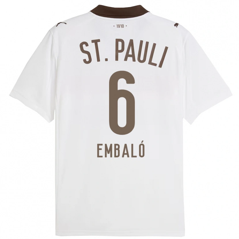 Danxen Enfant Maillot Diego Embaló #6 Blanc Rouge Tenues Extérieur 2025/26 T-Shirt