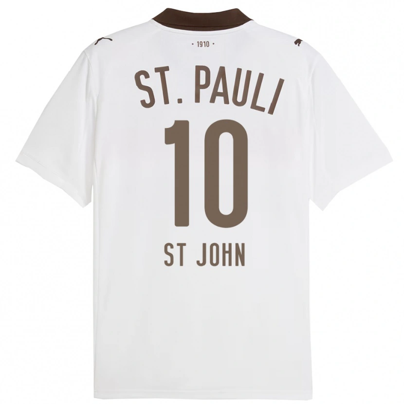 Danxen Enfant Maillot Rawley St. John #10 Blanc Rouge Tenues Extérieur 2025/26 T-Shirt