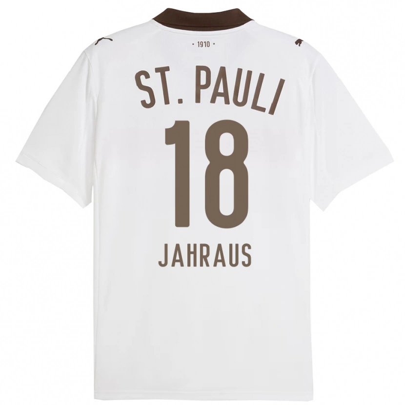 Danxen Enfant Maillot Luis Jahraus #18 Blanc Rouge Tenues Extérieur 2025/26 T-Shirt