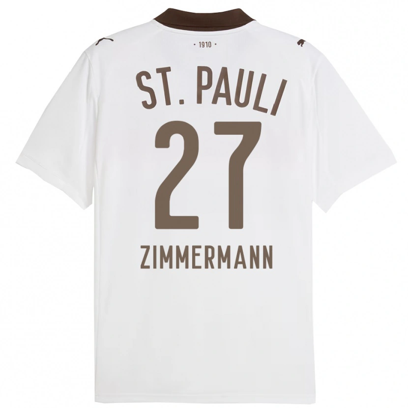 Danxen Enfant Maillot Tara Zimmermann #27 Blanc Rouge Tenues Extérieur 2025/26 T-Shirt