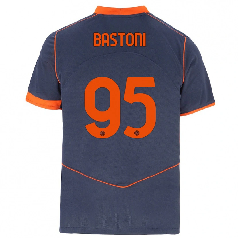 Danxen Enfant Maillot Alessandro Bastoni #95 Gris Orange Troisieme 2025/26 T-Shirt
