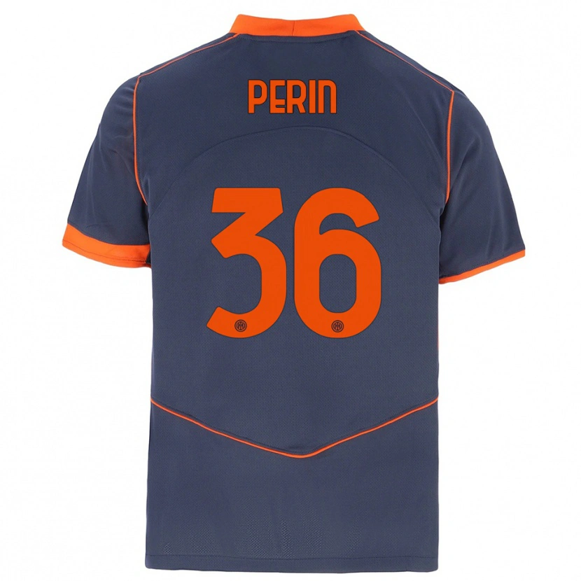 Danxen Enfant Maillot Nicolo Perin #36 Gris Orange Troisieme 2025/26 T-Shirt