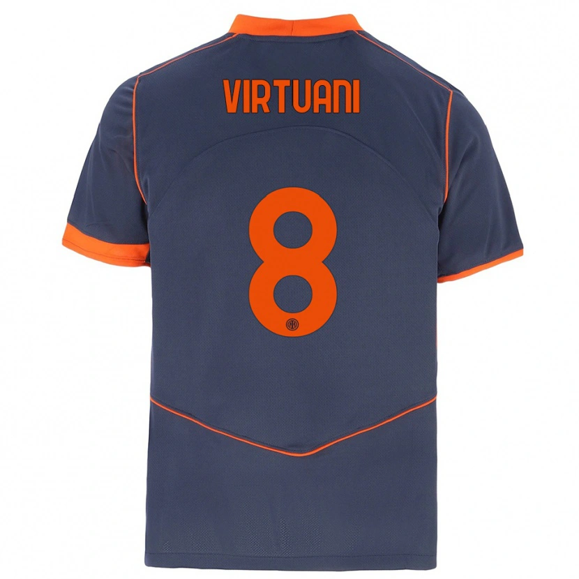 Danxen Enfant Maillot Marco Virtuani #8 Gris Orange Troisieme 2025/26 T-Shirt