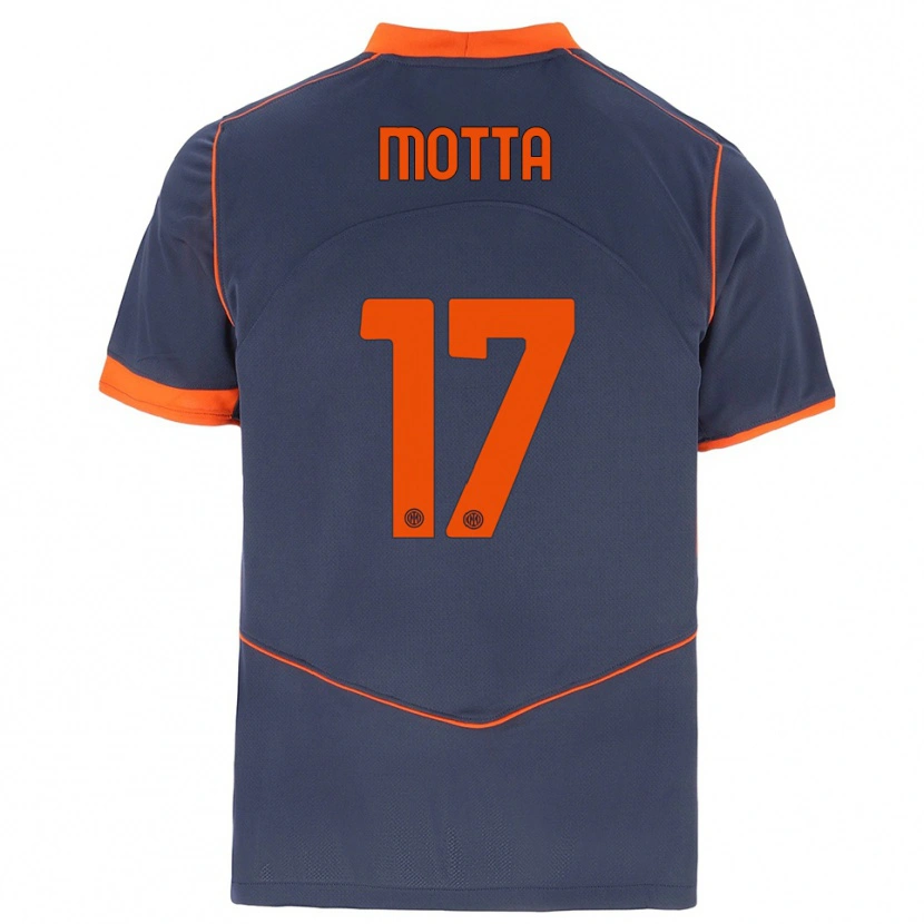 Danxen Enfant Maillot Matteo Motta #17 Gris Orange Troisieme 2025/26 T-Shirt